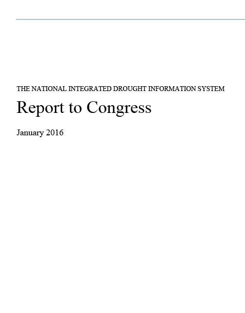 title page for NIDIS Report to Congress, January 2016 showing title text and date