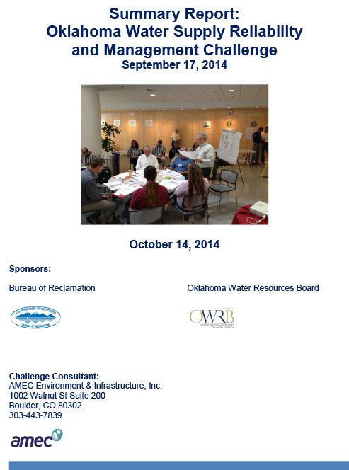 cover of report has picture of people at tables during the tournament, logos from Bureau of Reclamation and Oklahoma Water Resources Board