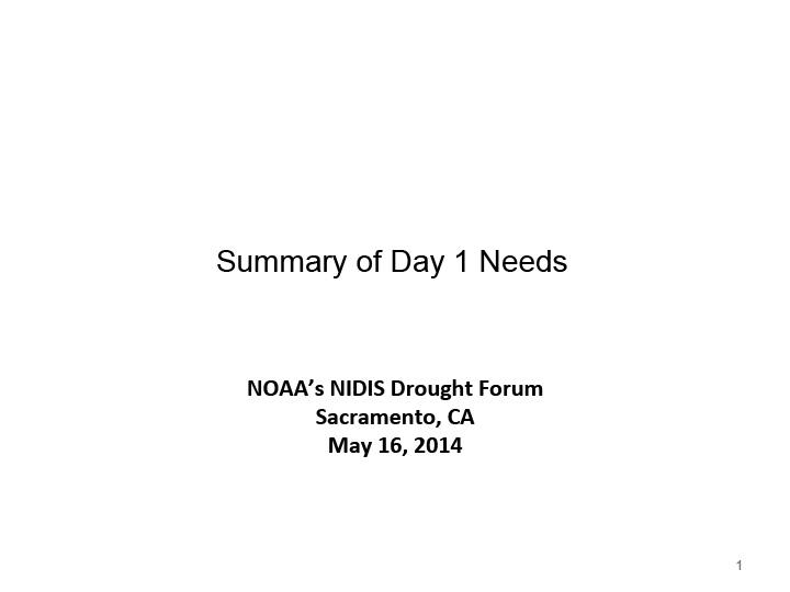 Title page of report summarizing NOAA's NIDIS 2014 Drought Forum
