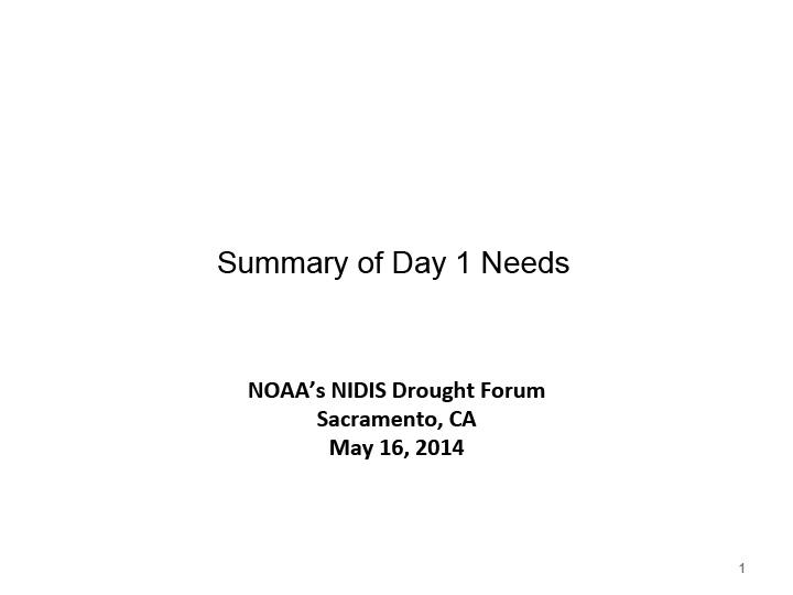 Title page of report summarizing NOAA's NIDIS 2014 Drought Forum