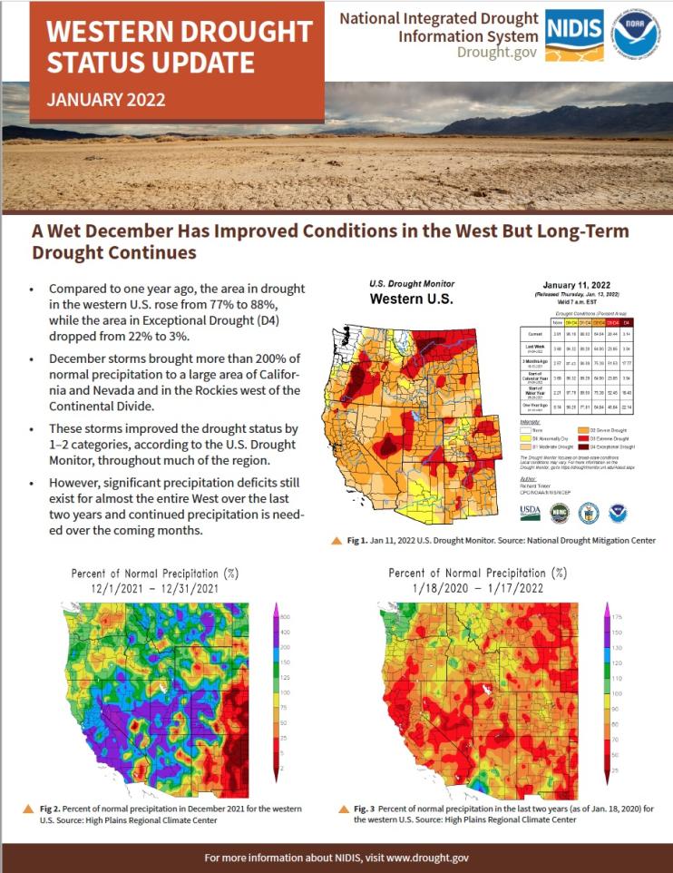 First page of the January 2022 Western Drought Status Update
