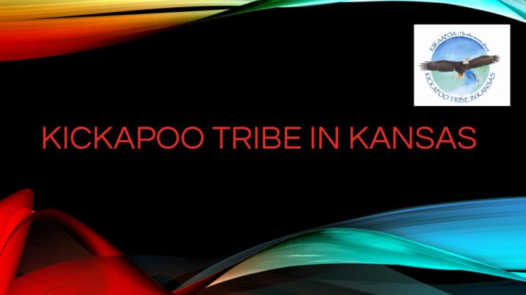Title slide from presentation on Extreme Events Workshop: Kickapoo Tribe in Kansas with logo for Kikapoo Tribe in Kansas