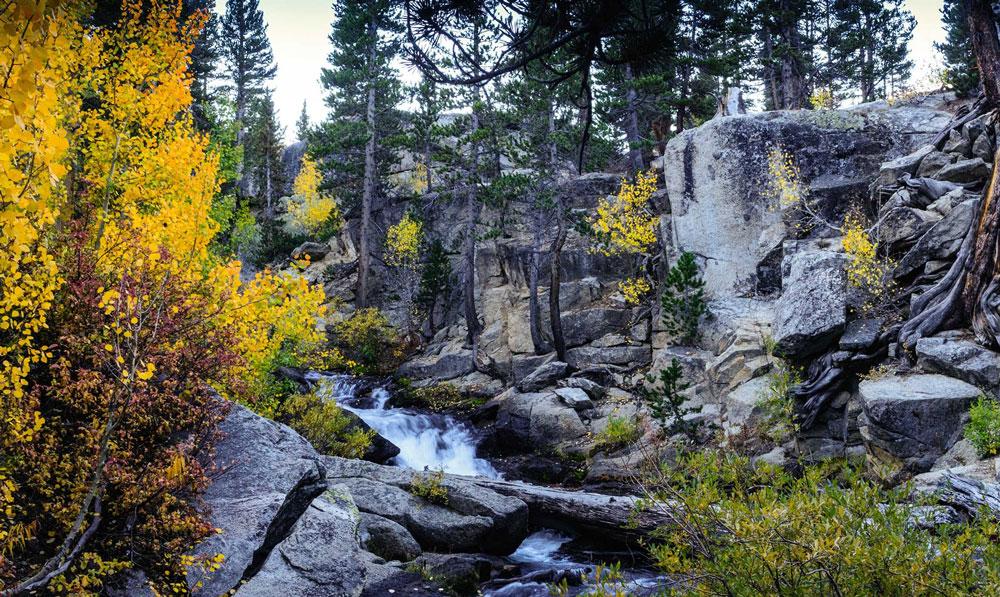 Bishop Creek waterfall in the Sierra Nevada Mountains