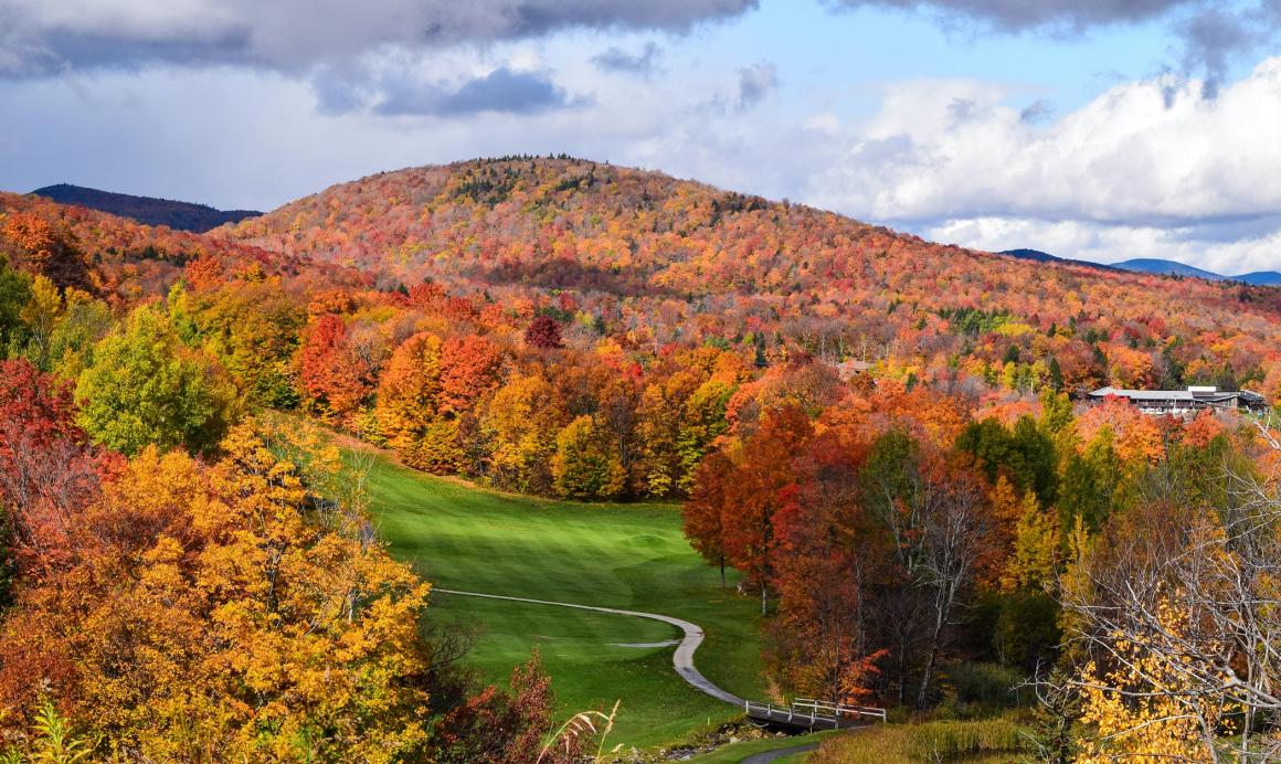 Fall foliage over rolling hills in the Northeast U.S.