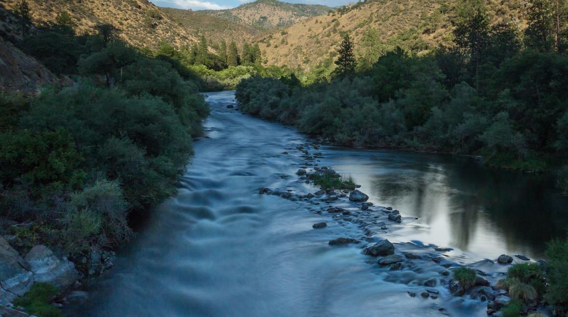 The Klamath River flowing through Oregon and northern California.