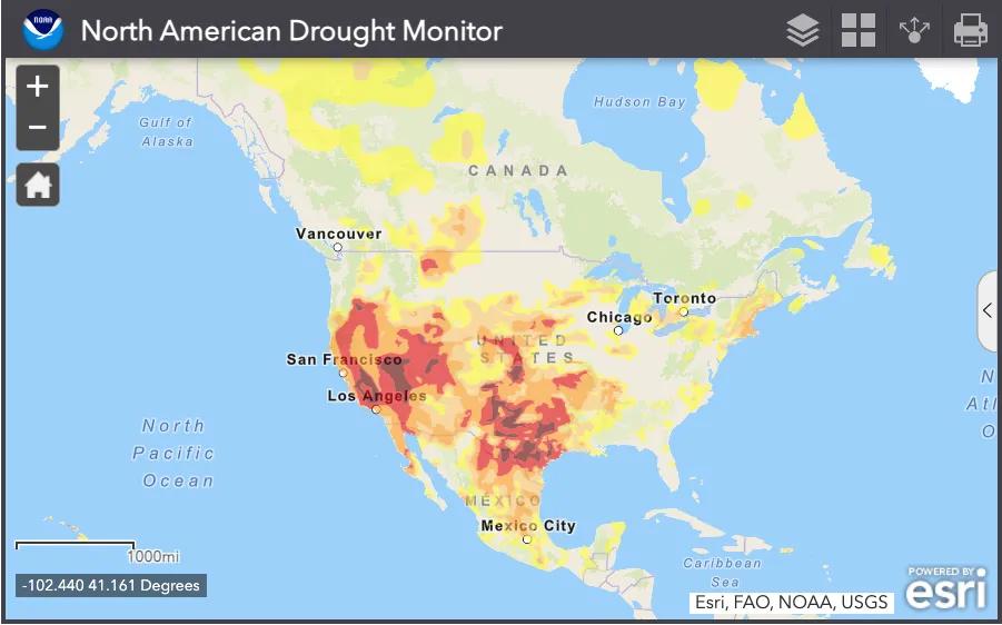 Example North American Drought Monitor map.