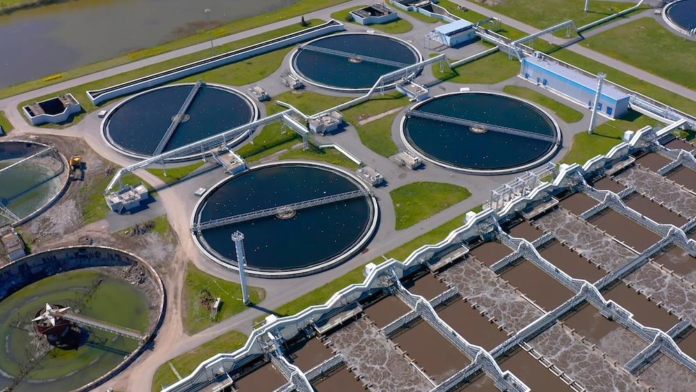 Aerial view of the wastewater treatment plant. Image credit: Chekart, Shutterstock.