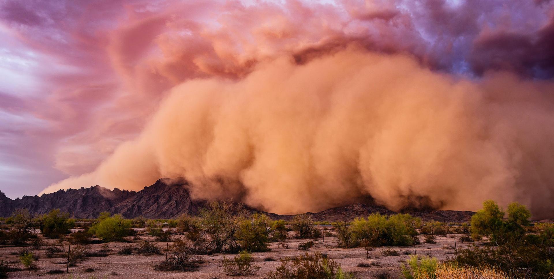 A dust storm in the Arizona desert