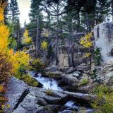 Bishop Creek waterfall in the Sierra Nevada Mountains, representing water supply in the California-Nevada region.