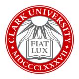 Clark University logo.