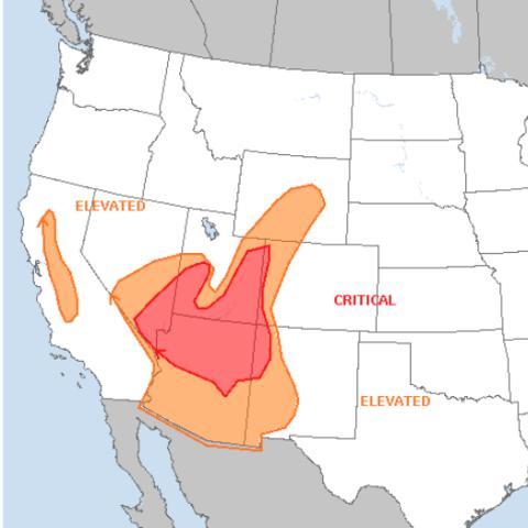 National Weather Service fire weather outlook for the western U.S.