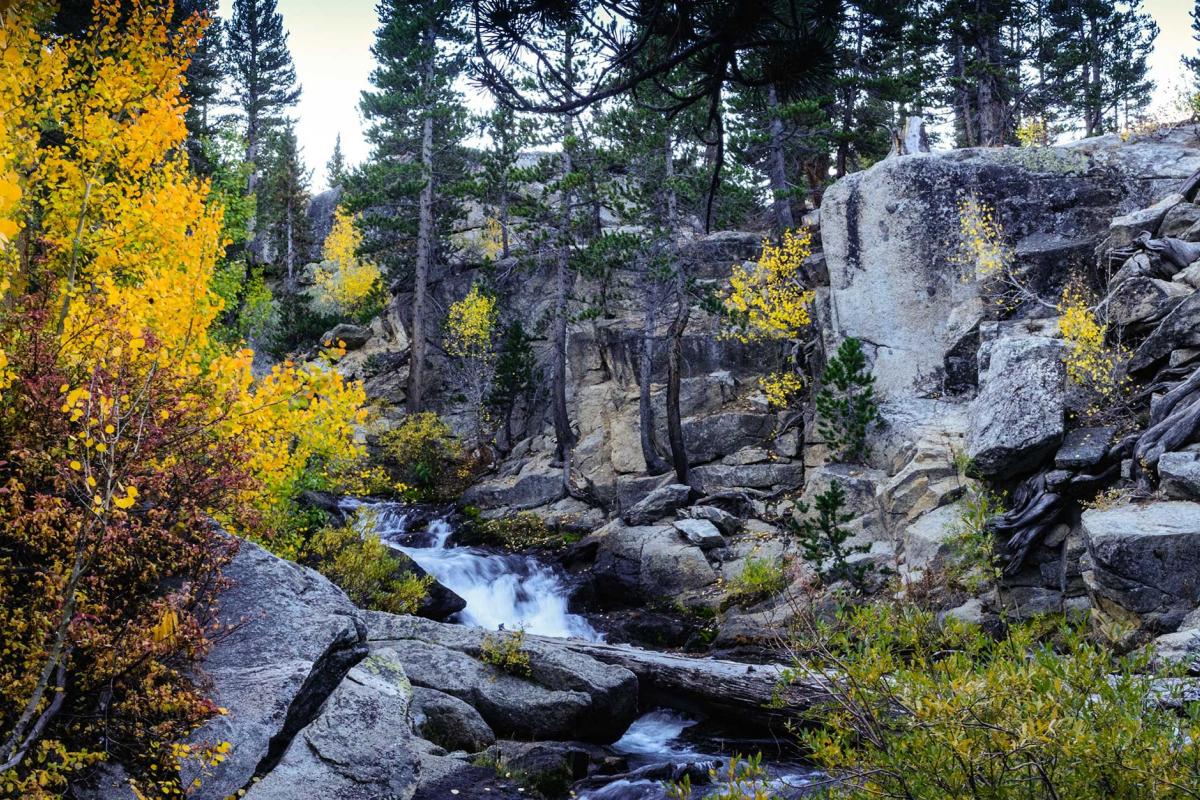 Bishop Creek waterfall in the Sierra Nevada Mountains.
