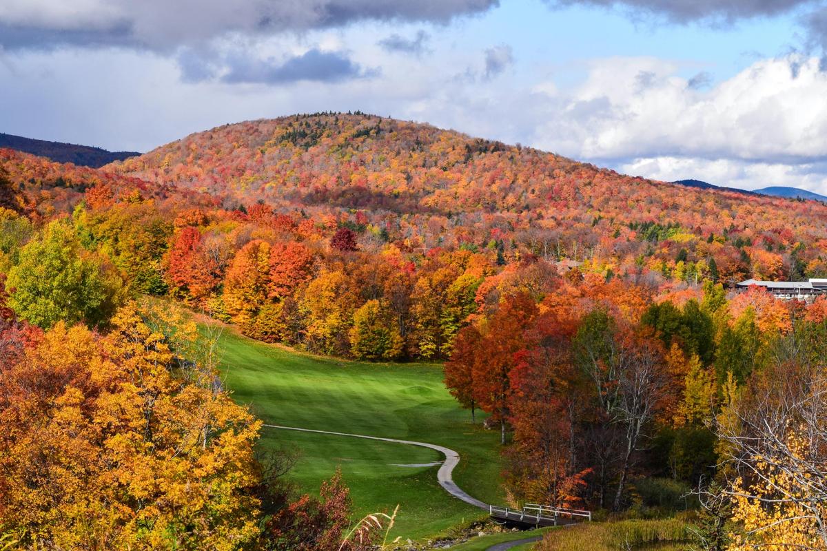 Fall foliage over rolling hills in the Northeast U.S.